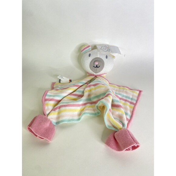 NYGB Not Your Grandma's Blanket Bear Pastel Striped Lovey Security Blanket Plush - Picture 1 of 7
